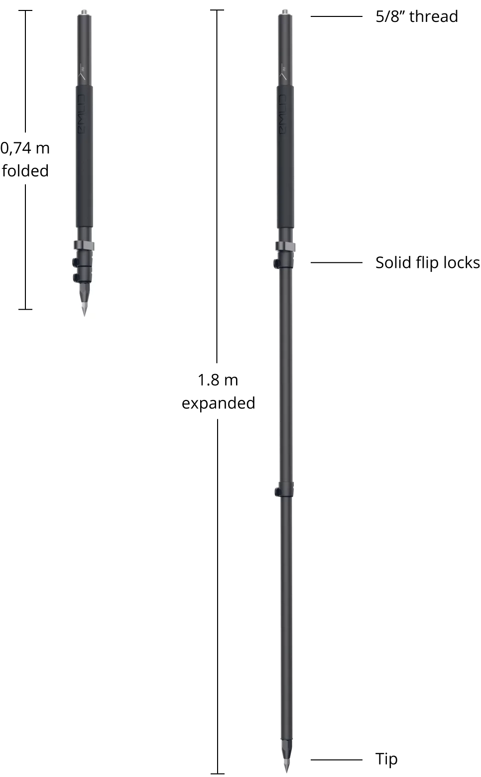 EMLID Telescopic Alu Pole 1.8m for RS2/RS+ (no holder) image 2_EPOTRONIC
